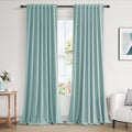 Guken 100% Blackout Linen Curtains 90 Inch Length 2 Panels Set for Living Room Bedroom Back Tab Thermal Insulated Black Out Linen Drapes Ro…