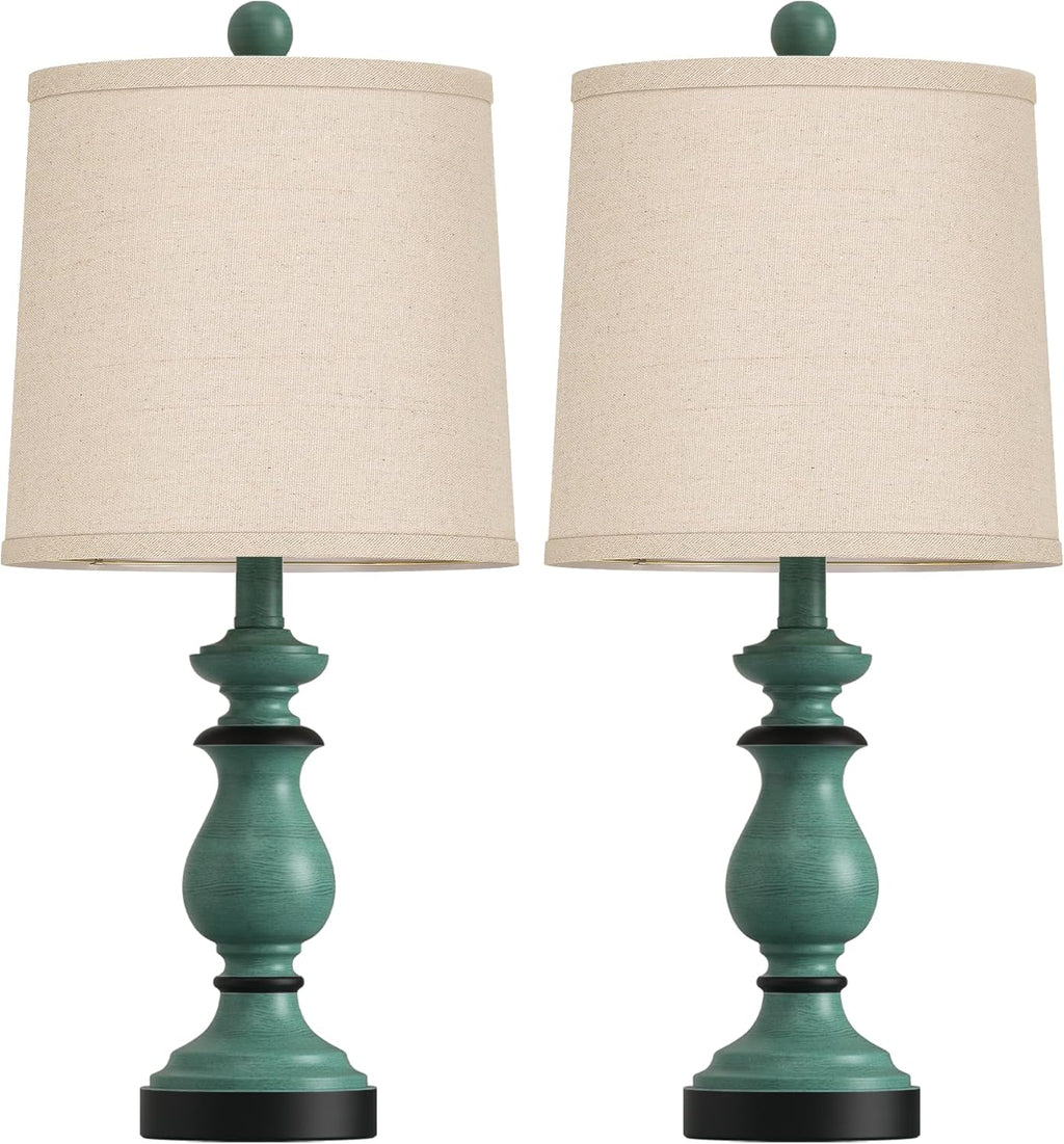 PARTPHONER Traditional Table Lamp Set of 2, Rustic Farmhouse Table Lamps for Living Room Bedroom, 22" Bedside Desk Lamps Vintage…