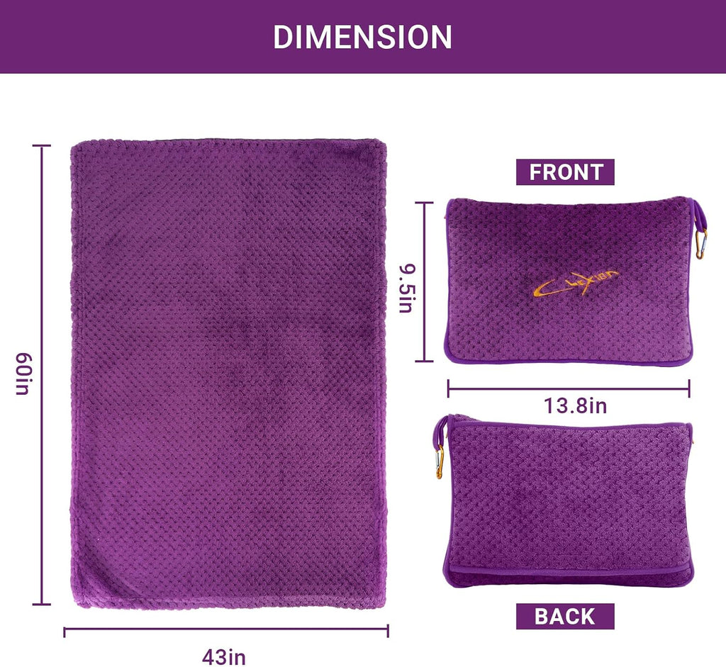 Travel Blanket Pillow-Premium Soft 2 in 1 Airplane Blanket for Long Trips Essentials with Bag Pillowcase, Hand Luggage Sleeve and…