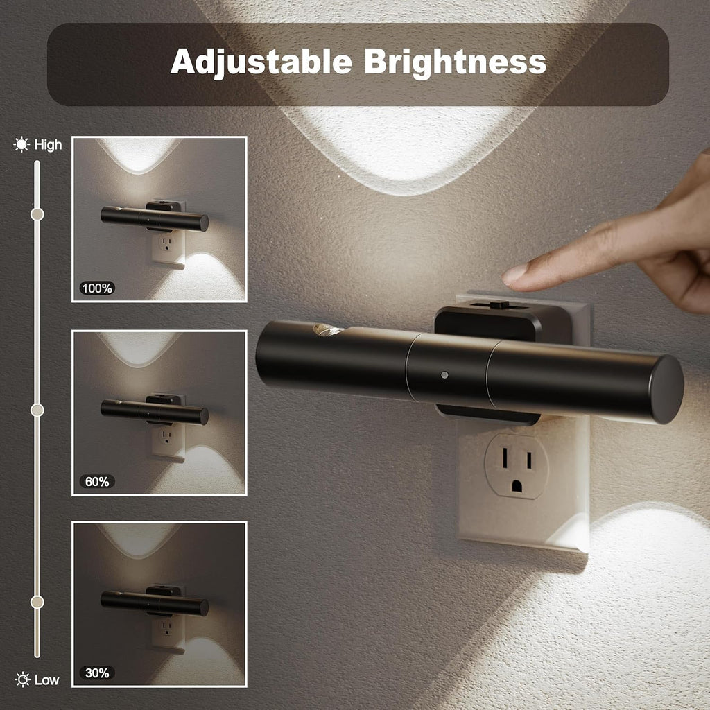 JandCase Dusk-to-Dawn Sensor Night Light, 5000K Daylight White Night Lights Plug into Wall, Adjustable Brightness 0-100LM, Dimmable LED…