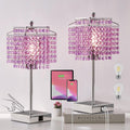 Luvkczc Purple Bedside Crystal Table Lamp Set of 2, Touch Control Lamps, Dimmable Lamp with Crystal Shade for Bedroom, Girl Living Room…