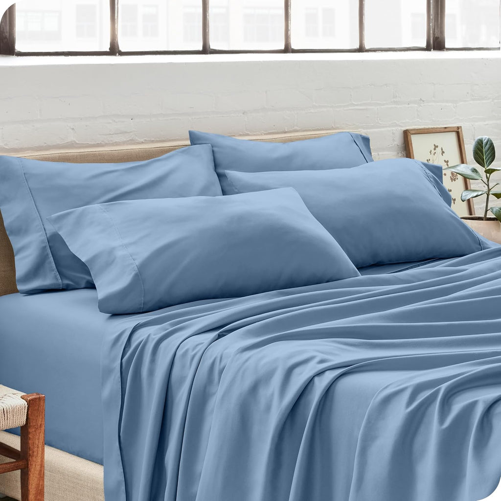 BareHome Bare Home Microfiber Bulk Pillow Cases - Standard/Queen Size Set of 4 - Cooling Pillowcases - Double Brushed - Coronet Blue Pillow…
