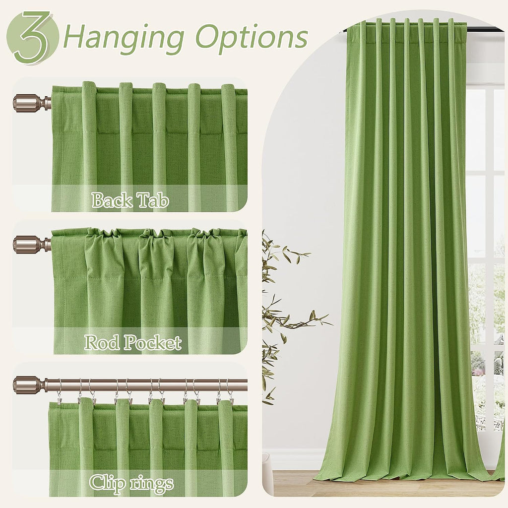 Guken 100% Blackout Curtains 120 Inch Length 2 Panels Set for Living Room Bedroom Back Tab Thermal Insulated Black Out Linen Drapes Room Da…