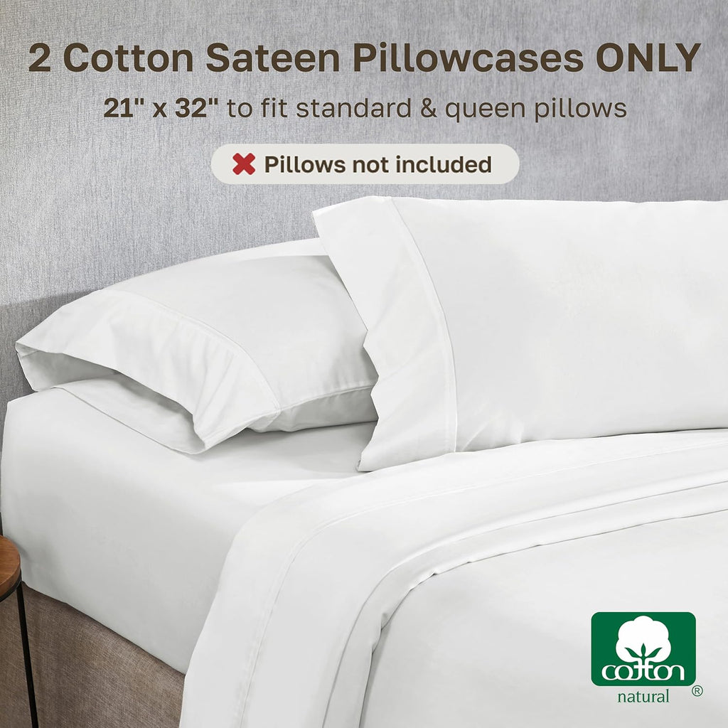 CaliforniaDesignDen California Design Den Standard Queen Size Pillowcase Set - 400 Thread Count, 100% Cotton Sateen, Set of 2 Pillow Covers…