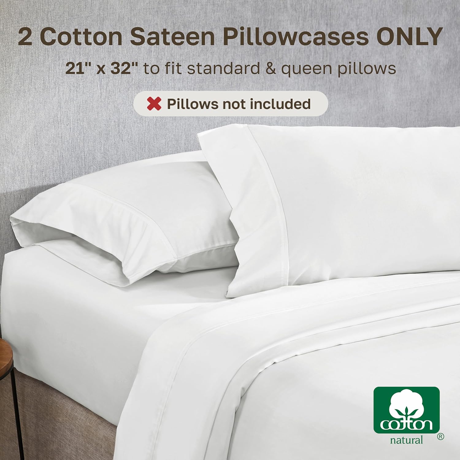 CaliforniaDesignDen California Design Den Standard Queen Size Pillowcase Set - 400 Thread Count, 100% Cotton Sateen, Set of 2 Pillow Covers…