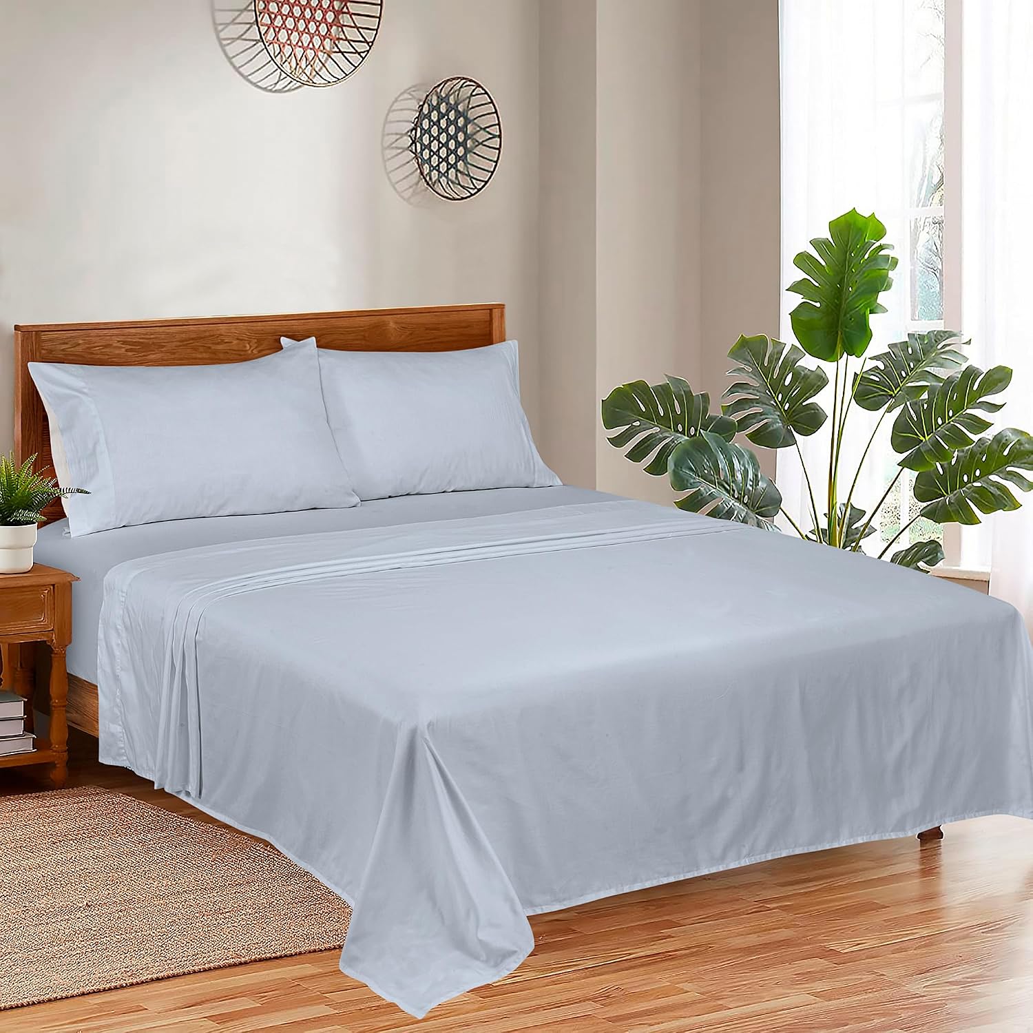 Royalelinens ROYALE LINENS 300 Thread Count 100% Long Staple Combed Cotton Sheet Set - 4 Piece King Bed Sheets - 1 Fitted, 1 Flat & 2 Pillo…