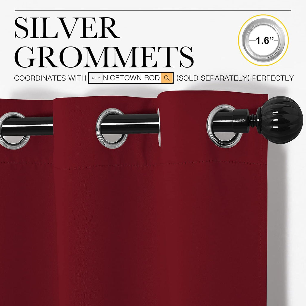 Nicetown Christmas Blackout Curtain Panel Grommet - Home Decorations Thermal Insulated Solid Grommet Top Blackout Living Room Panels/Drapes…