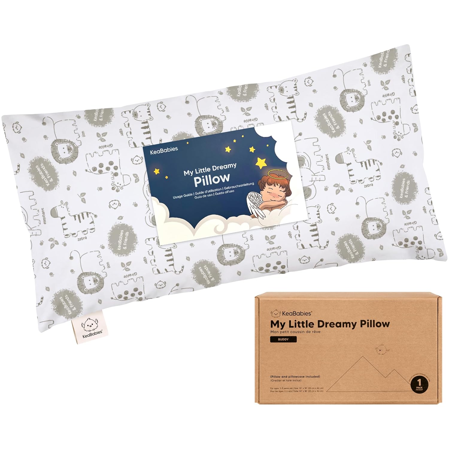 Toddler Pillow with Pillowcase - 10x18 My Little Dreamy Kids Travel Bed Pillows for Sleeping, Organic Cotton Small Pillowcase, Soft &…
