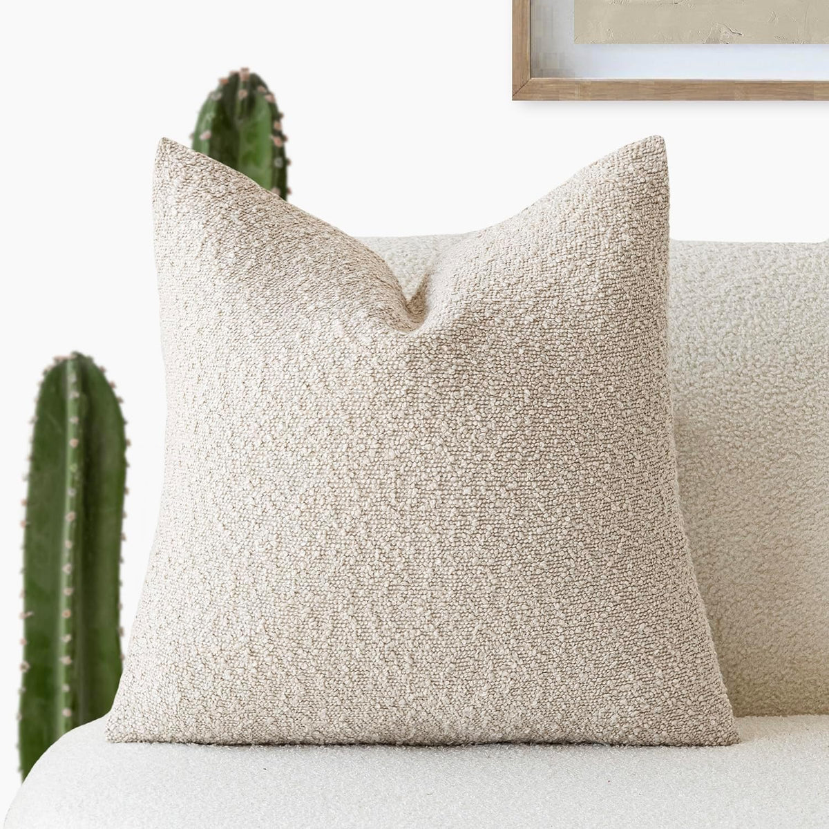 Foindtower Decorative Textured Boucle Throw Pillow Covers Accent Solid Pillow Cases Neutral Soft Cozy Couch Cushion Case for Chair Sofa…