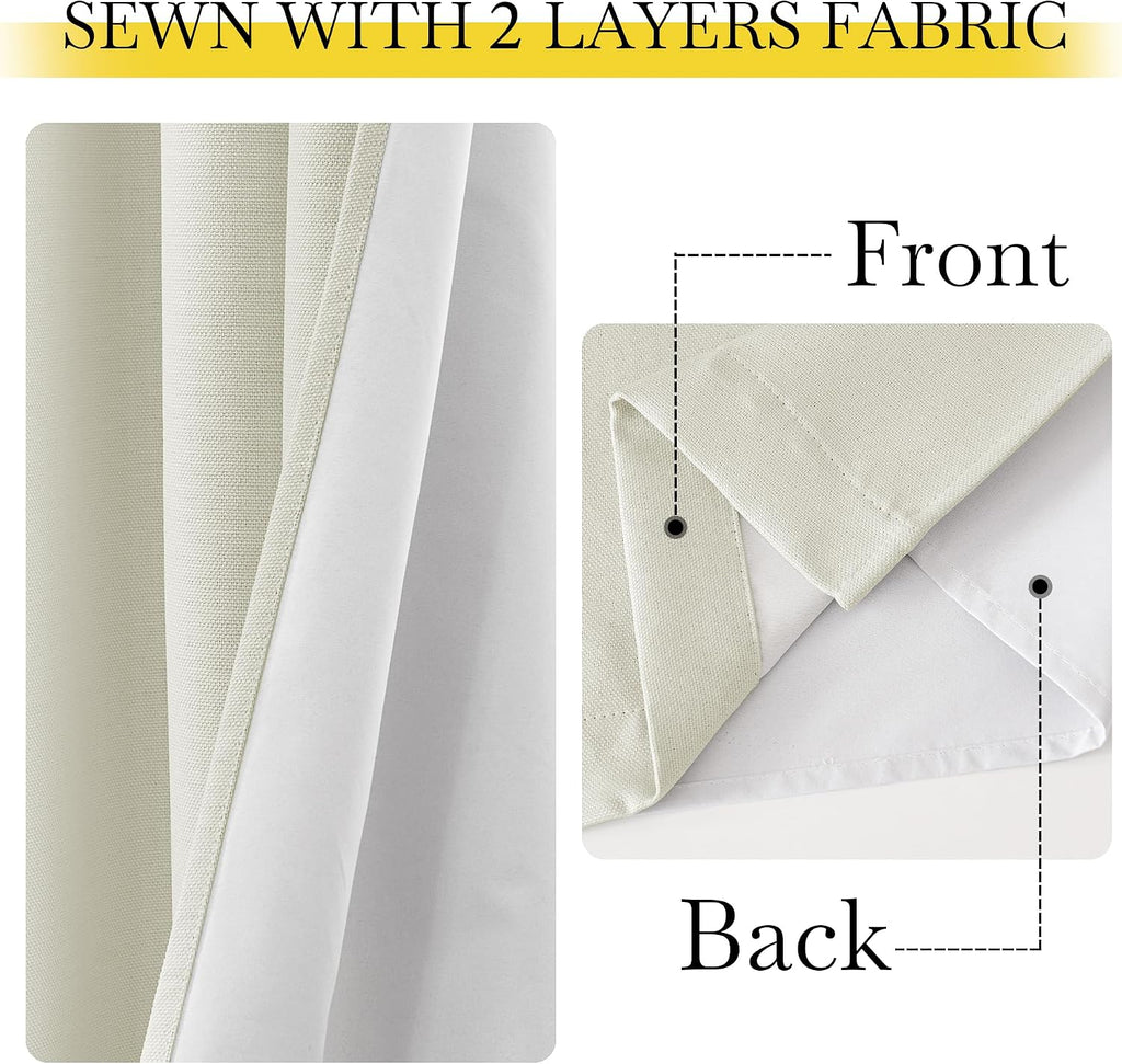 Nicetown Faux Linen 100% Blackout 90 inch Curtains, Silver Grommet Thermal Insulated 2 Layers Window Treatments Sound Dampening for Living…