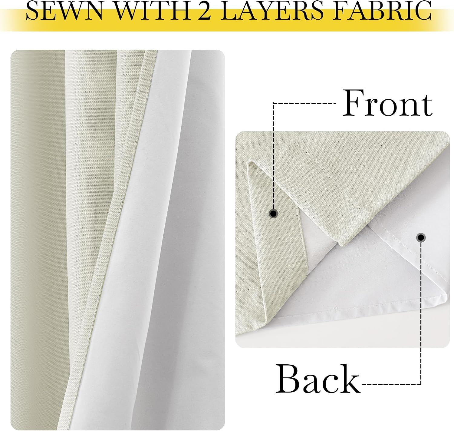 Nicetown Faux Linen 100% Blackout 90 inch Curtains, Silver Grommet Thermal Insulated 2 Layers Window Treatments Sound Dampening for Living…