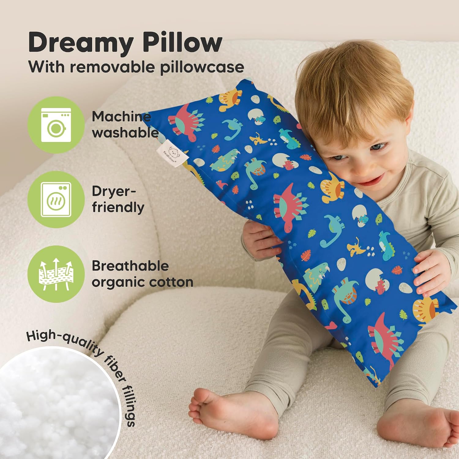 Toddler Pillow with Pillowcase - 10x18 My Little Dreamy Kids Travel Bed Pillows for Sleeping, Organic Cotton Small Pillowcase, Soft &…