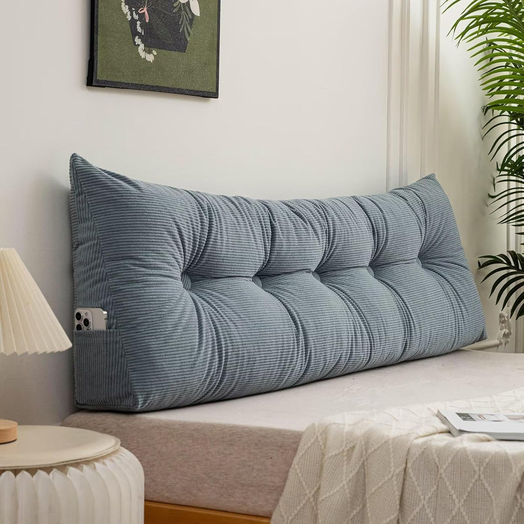 Triangular Headboard Wedge Pillow Full Dusty Blue Bed Headboard Pillow Wedge Gap Filler Triangle Back Cushion Lumbar Positioning…