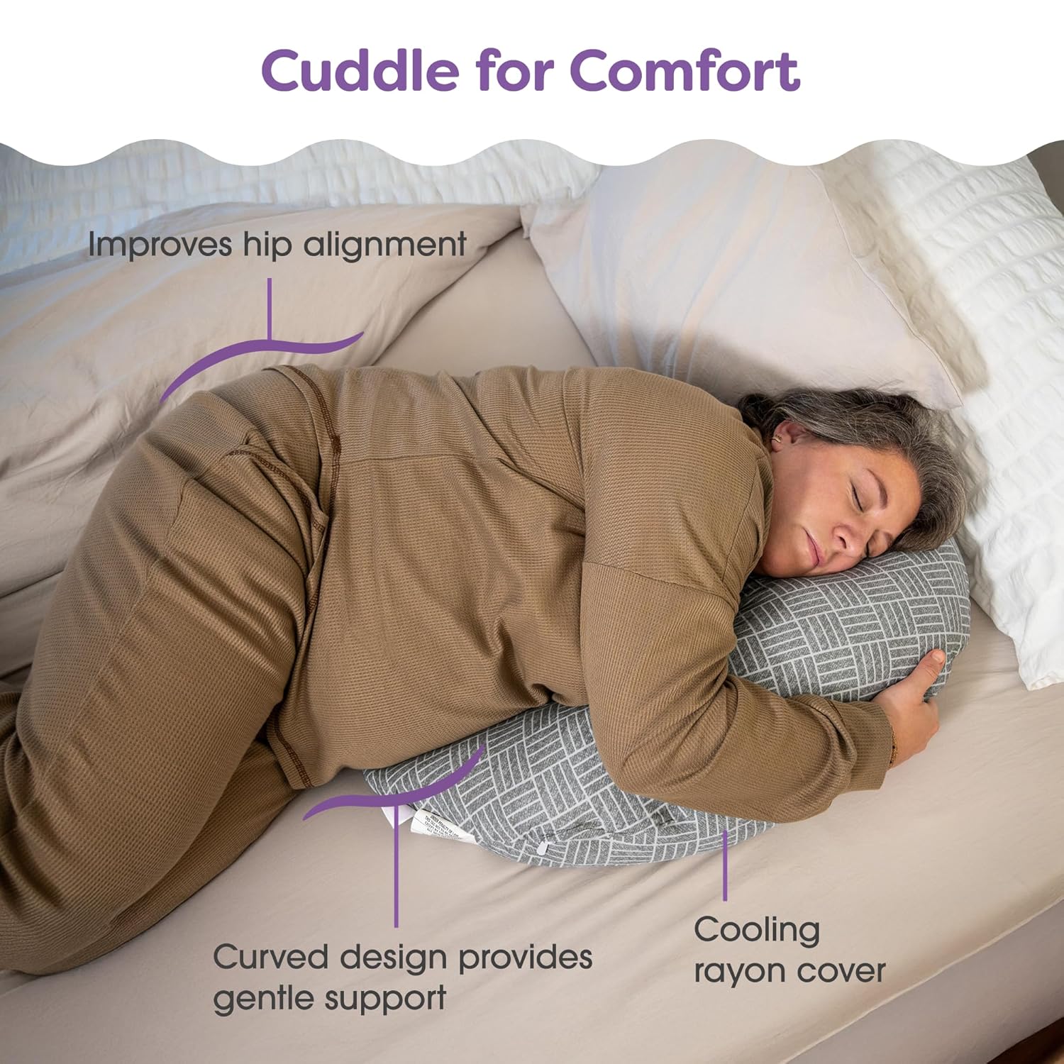Boppy Cuddle Pregnancy Pillow - Compact Ergonomic Maternity Pillow, Versatile Support, Great Side Sleeper Pillow, Washable, with Cooling…