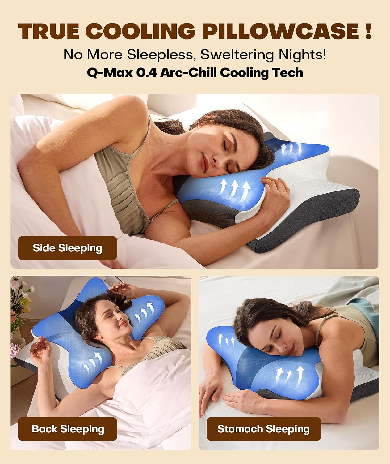 Cozyplayer True Cooling Cervical Neck Pillow for, Ergonomic Side Sleeper Pillow for Neck Support, Odorless Orthopedic Contour Memory Foam…