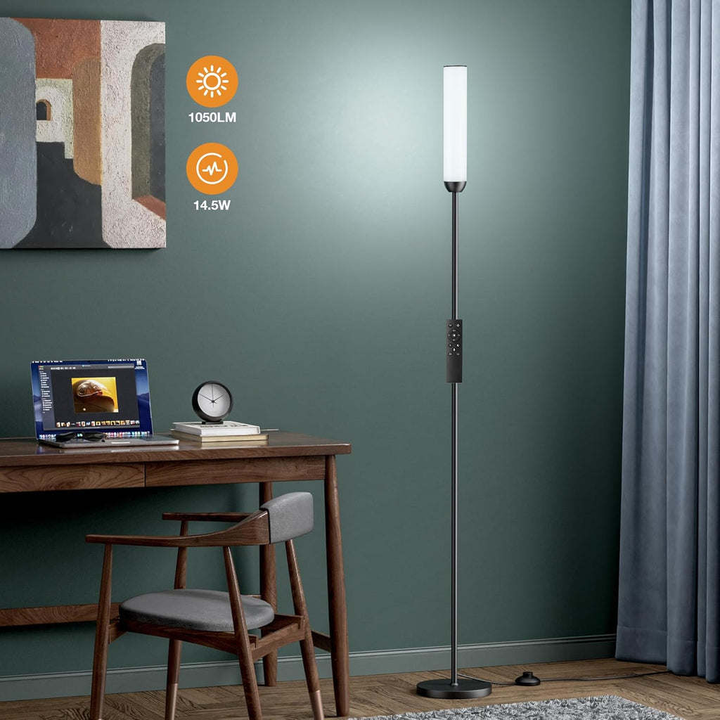 Ambimall LED Floor Lamp with Remote Control, 65" Standing lamp with Stepless Adjustable 3000K-6500K Colors & 30-100% Brightness, Foot…