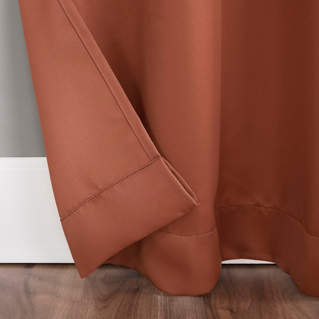 Sun Zero Easton Energy Saving Blackout Grommet Curtain Panel, 40" x 84", Terracotta Orange