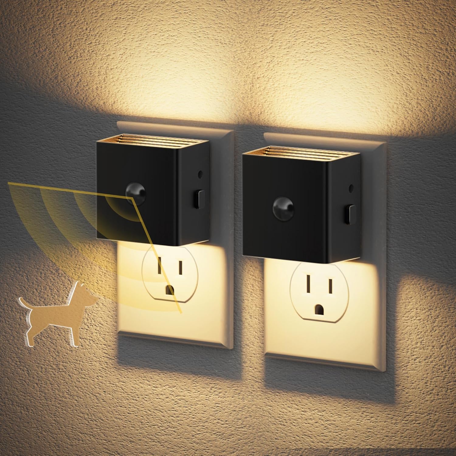 JandCase Motion Sensor Night Light, Night Lights Plug into Wall with Adjustable Brightness, Motion Activated Night Light, 3000K Warm…