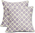 Purple Floral Pillow Covers 22x22 Inch Set of 2, Vintage Flower Block Decorative Throw Pillowcases Outdoor Farmhouse Cushion Covers…