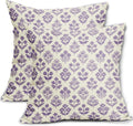 Purple Floral Block Print Pillow Covers 20x20 Inch Set of 2, Vintage Flower Pattern Decorative Throw Pillowcases Outdoor Farmhouse…