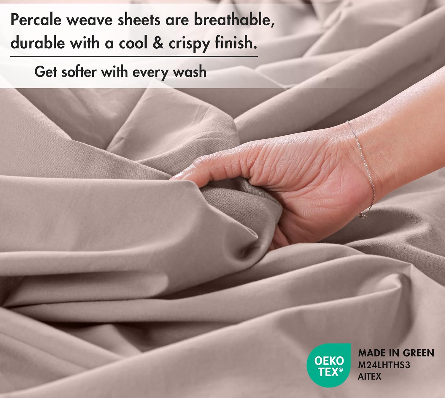Ruvanti 100% Cotton Percale Sheets Twin XL Size – Crisp Cooling Bed Sheets for Hot Sleepers, Deep Pocket 16”, Soft Breathable & Durable Hot…