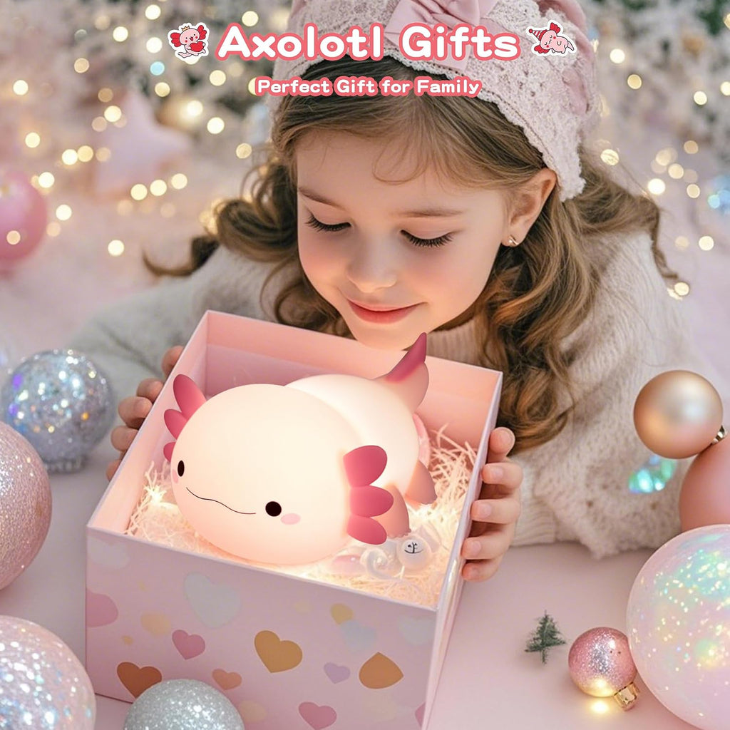 FAMIDUO-BrightenYourLife FAMIDUO Axolotl Lamp, Cute Axolotl Night Light, Dimmable Silicone Animal Nursery Night Light, Adorable Rechargeable S…