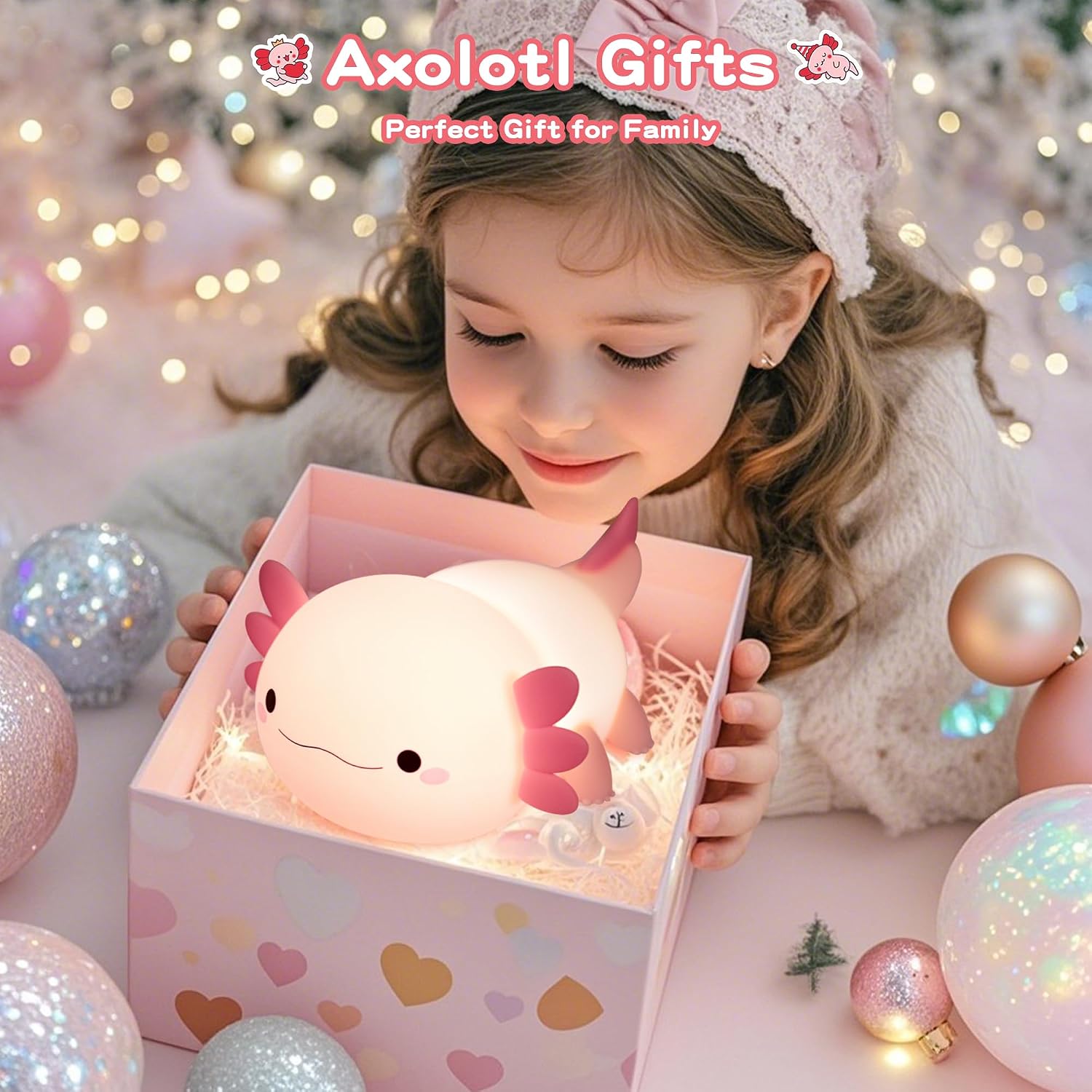FAMIDUO-BrightenYourLife FAMIDUO Axolotl Lamp, Cute Axolotl Night Light, Dimmable Silicone Animal Nursery Night Light, Adorable Rechargeable S…