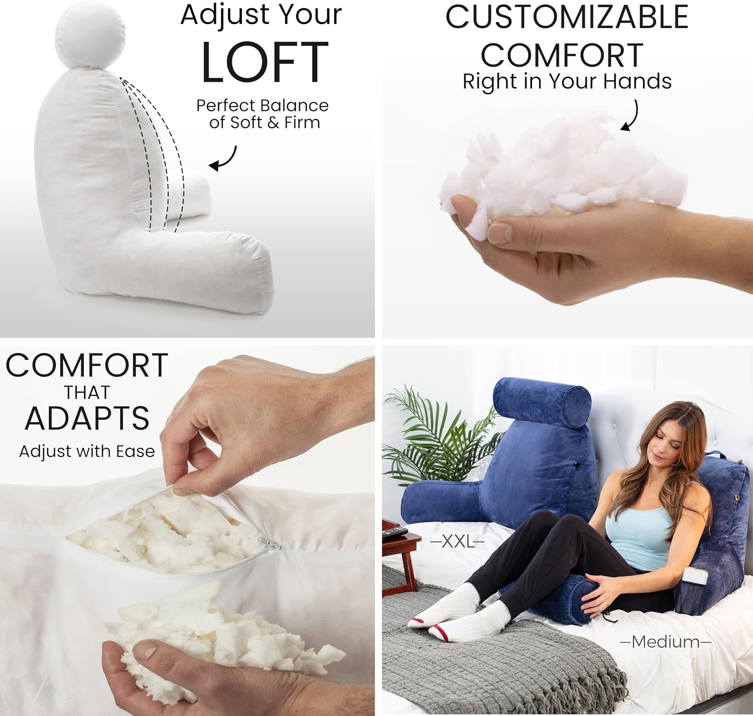 Husband Pillow XXL The Original for Adults - 30" Tall Backrest for Sitting Up in Bed - Firm Support Reading & Bed Rest Pillows for…