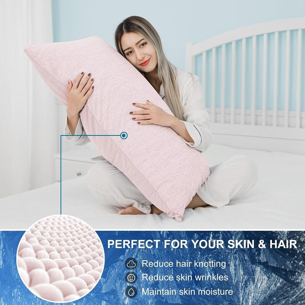 Homfine Cooling Pillowcase Body Size - Double Side Q-Max 0.439 Cooling Fiber for Pillow Protector, Breathable Long Cold Pillow Cover for Ho…