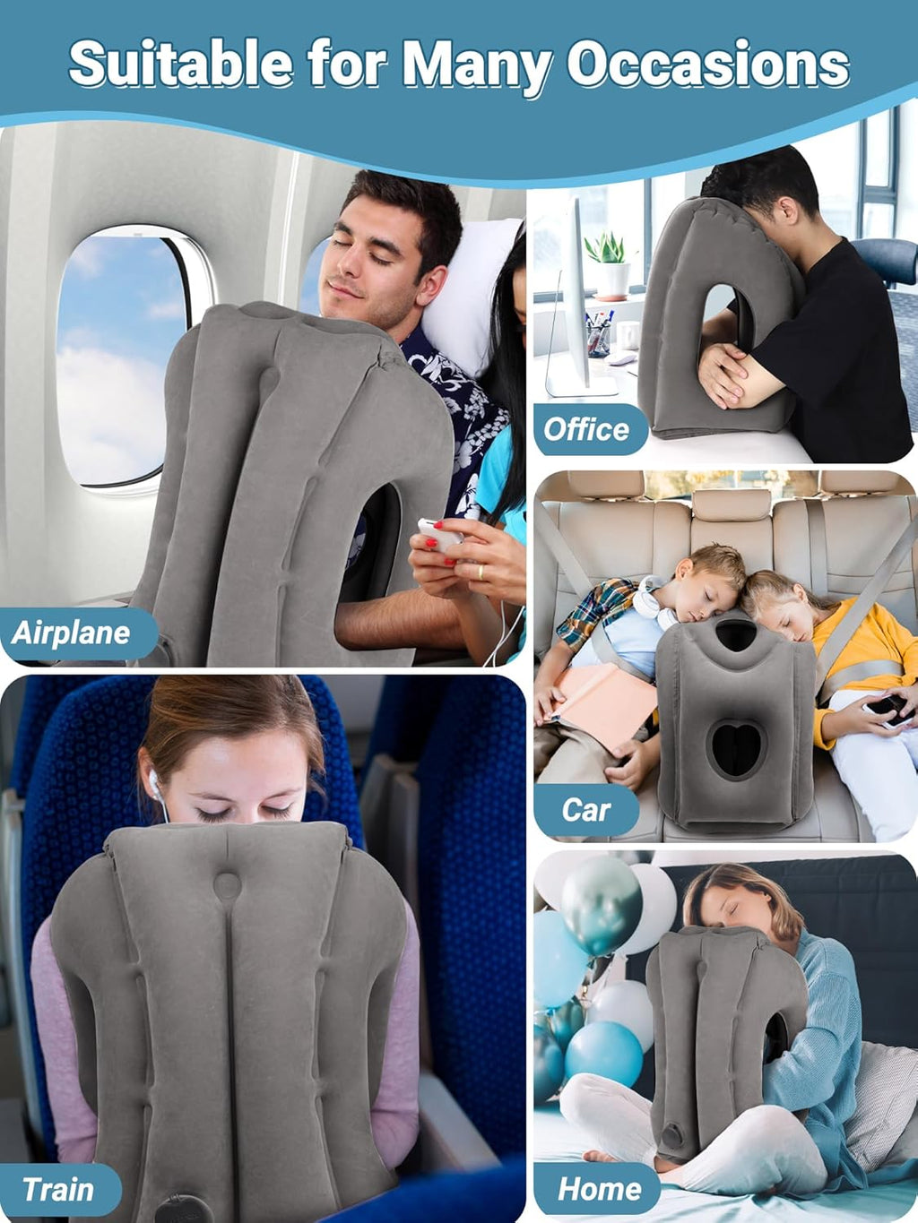 Maliton Inflatable Travel Pillow for Airplane Comfortable Sleeping to Relieve Neck and Shoulder Pain, Support Head Inflatable Pillow for…