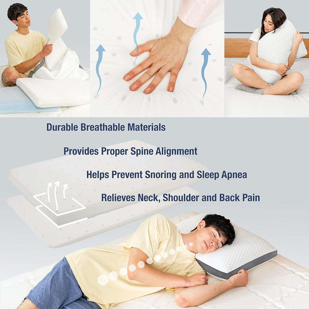 Perfect Cloud The Perfect Pillow Dual Temperature Memory Foam Pillow with Adjustable/Removable Layers for Back, Stomach, & Side Sleepers…