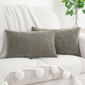 Hwy50 HWY 50 Dark Gray Lumbar Pillow Covers 12x20 Inch Pack of 2, Soft Chenille Decorative Throw Pillow Covers Farmhouse for Couch Sofa Liv…