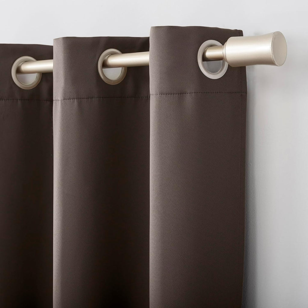 Sun Zero Easton Energy Saving Blackout Grommet Curtain Panel, 40" x 95", Cocoa Brown