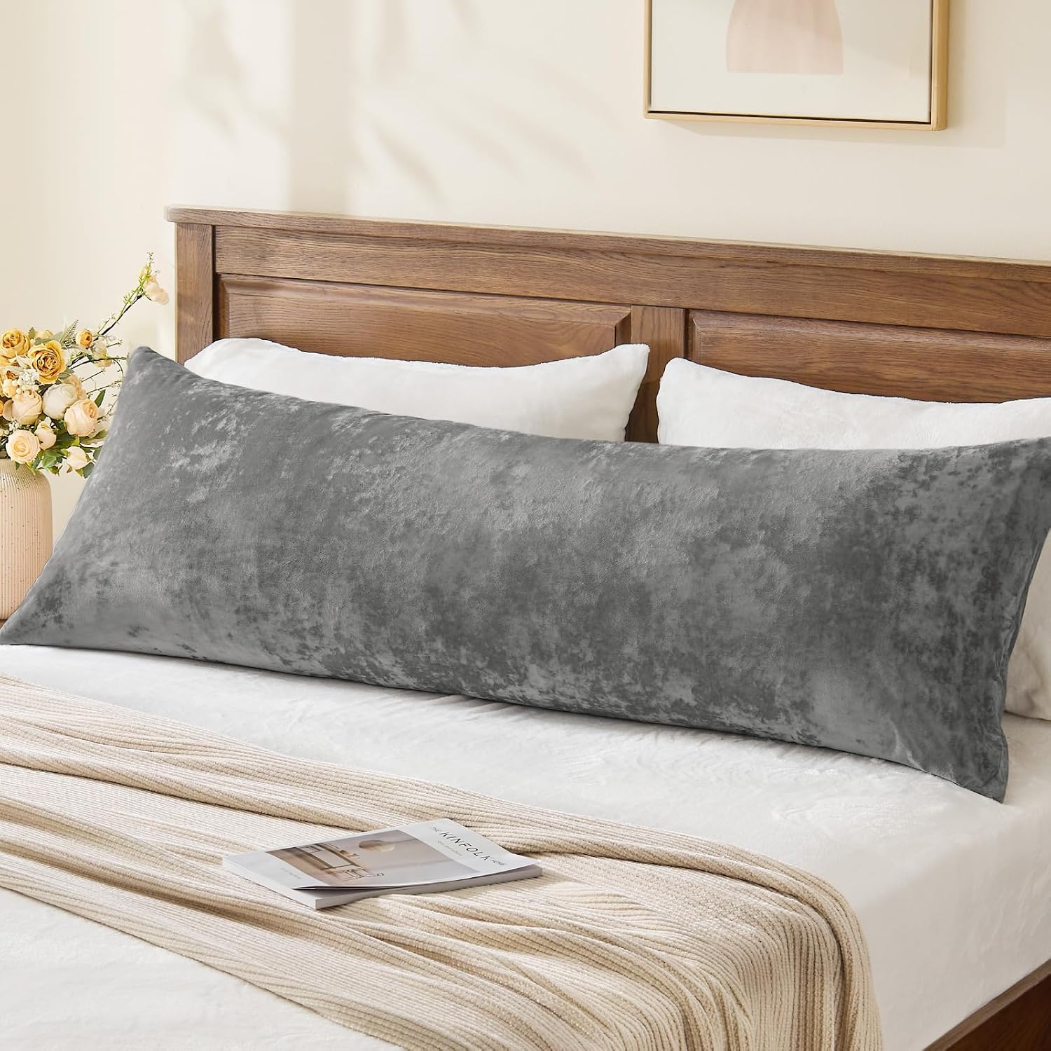 BEDELITE Velvet Body Pillow Cover with Zipper, Soft and Plush 20x54 Long Pillow Case, Velvety Smooth and Cozy Body Pillow Pillowcase for…