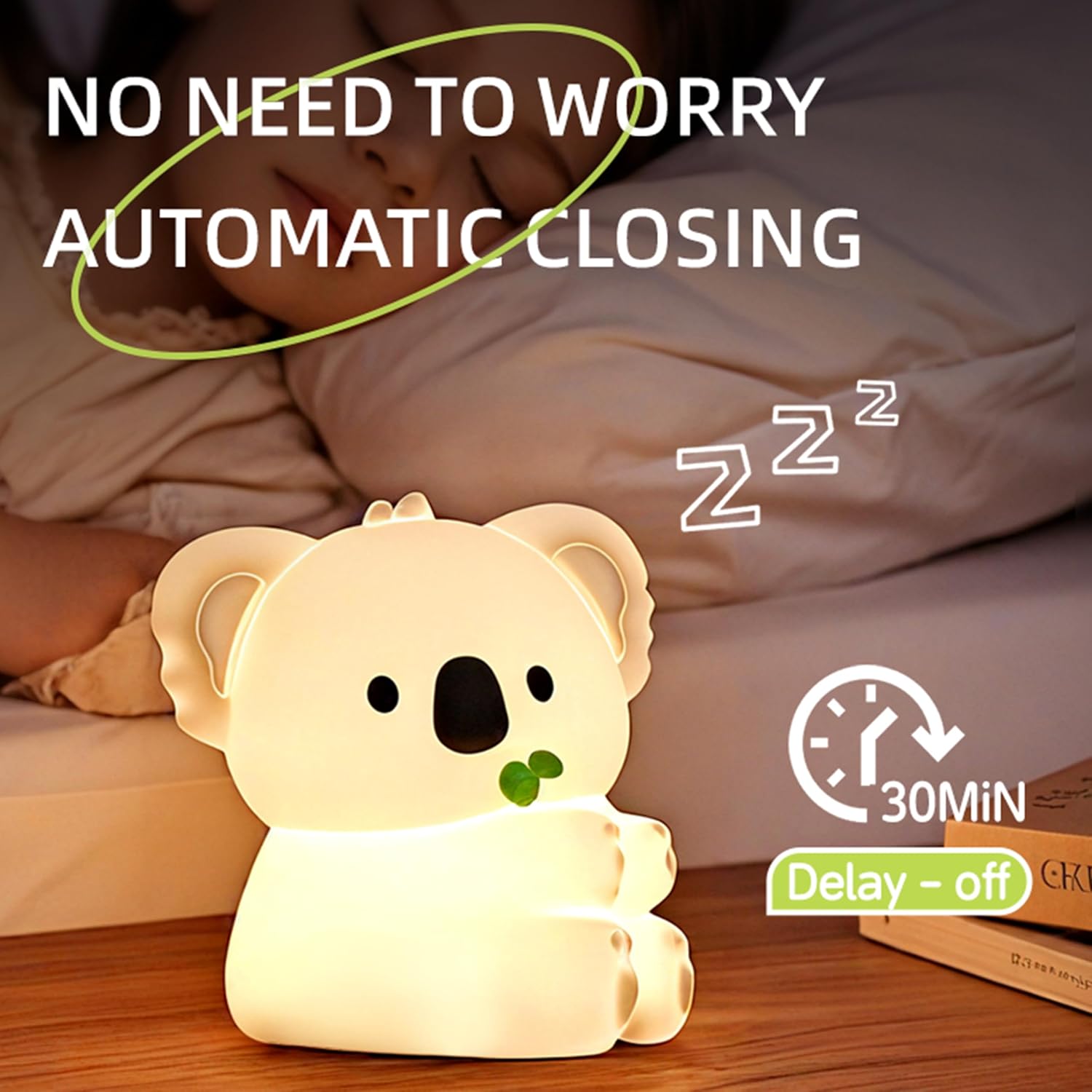 Koala Night Light, 7 Colors Dimmable Bedside Lamp, Touch Control Night Lamp with Timer for Kids Adults, Used for Camping Party Room Decor…