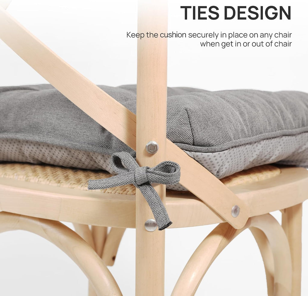 Love's cabin Memory Foam Chair Cushions Set of 4, 19"x19"x3.5" Indoor & Outdoor Seat Pads for Dining, Kitchen, Office, Patio Chairs - Grey