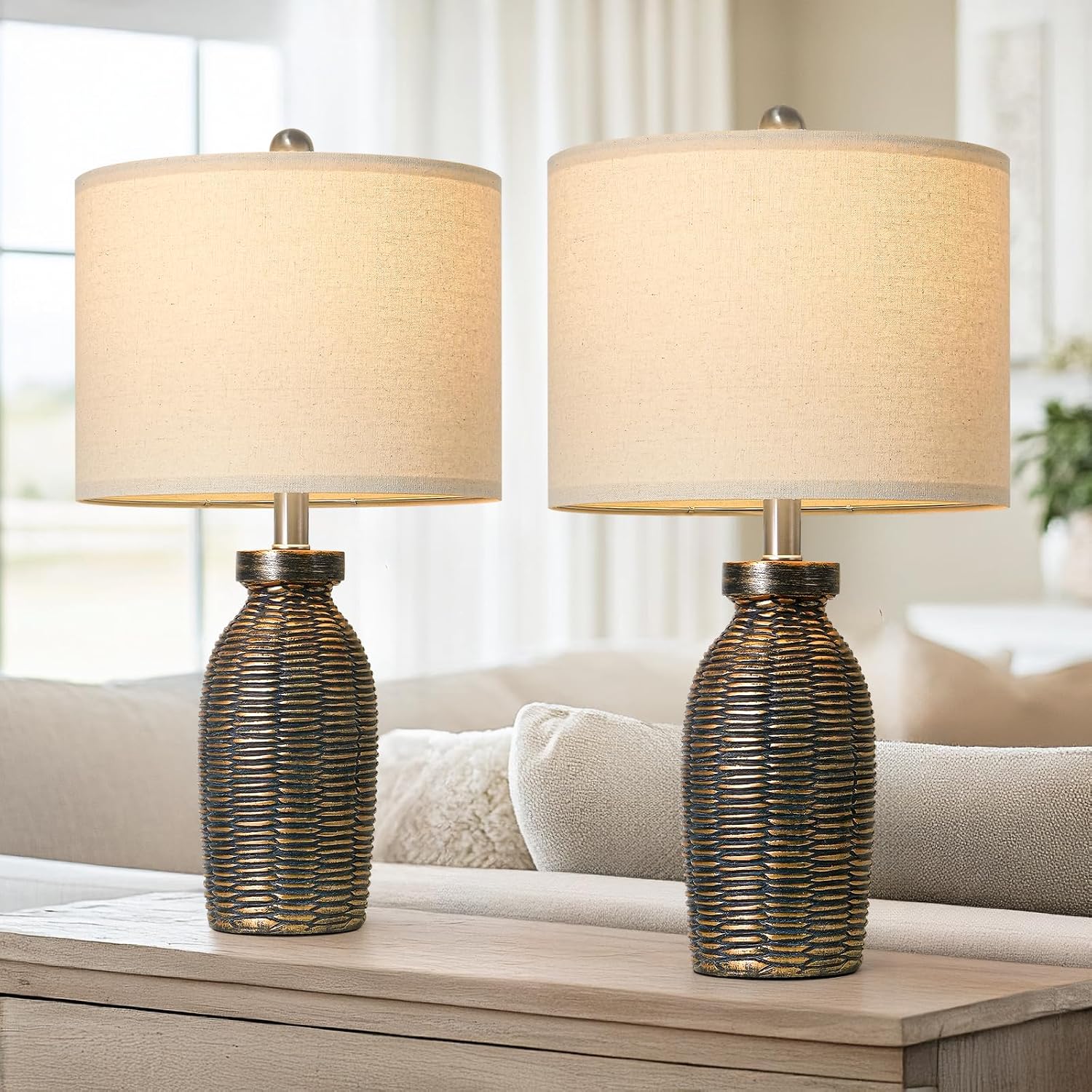 22.75" Table Lamps for Living Room Small Lamps for Bedroom Bedside Lamps Set of 2 Boho Lamps for Night Stands Nightstand Lamp Farmhouse…