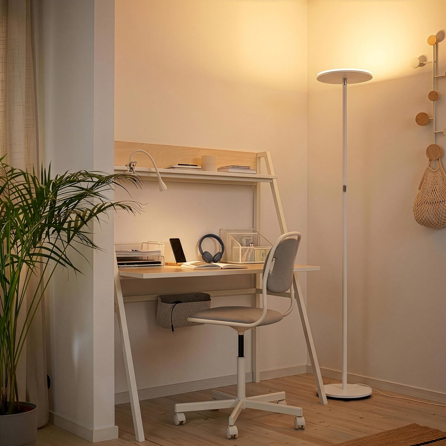 Brightech Sky LED Floor lamp, Torchiere Super Bright Floor Lamp for Living Room Decor & Office - Dimmable, Tall Standing Lamp with Warm Lig…