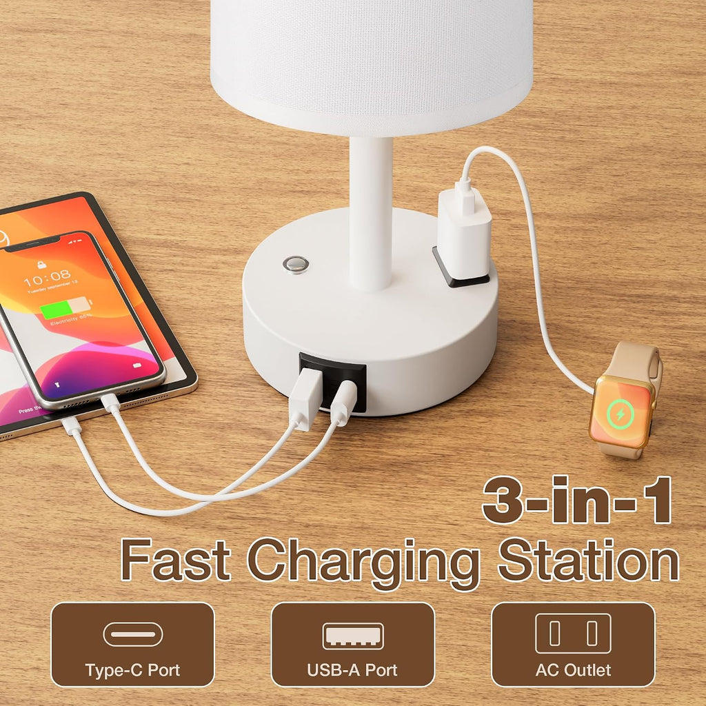 Aooshine Touch Bedside Table Lamp with Memory - Stepless Dimmable Lamp for Bedroom, Small Nightstand Lamp with Dual USB Charging Ports and…
