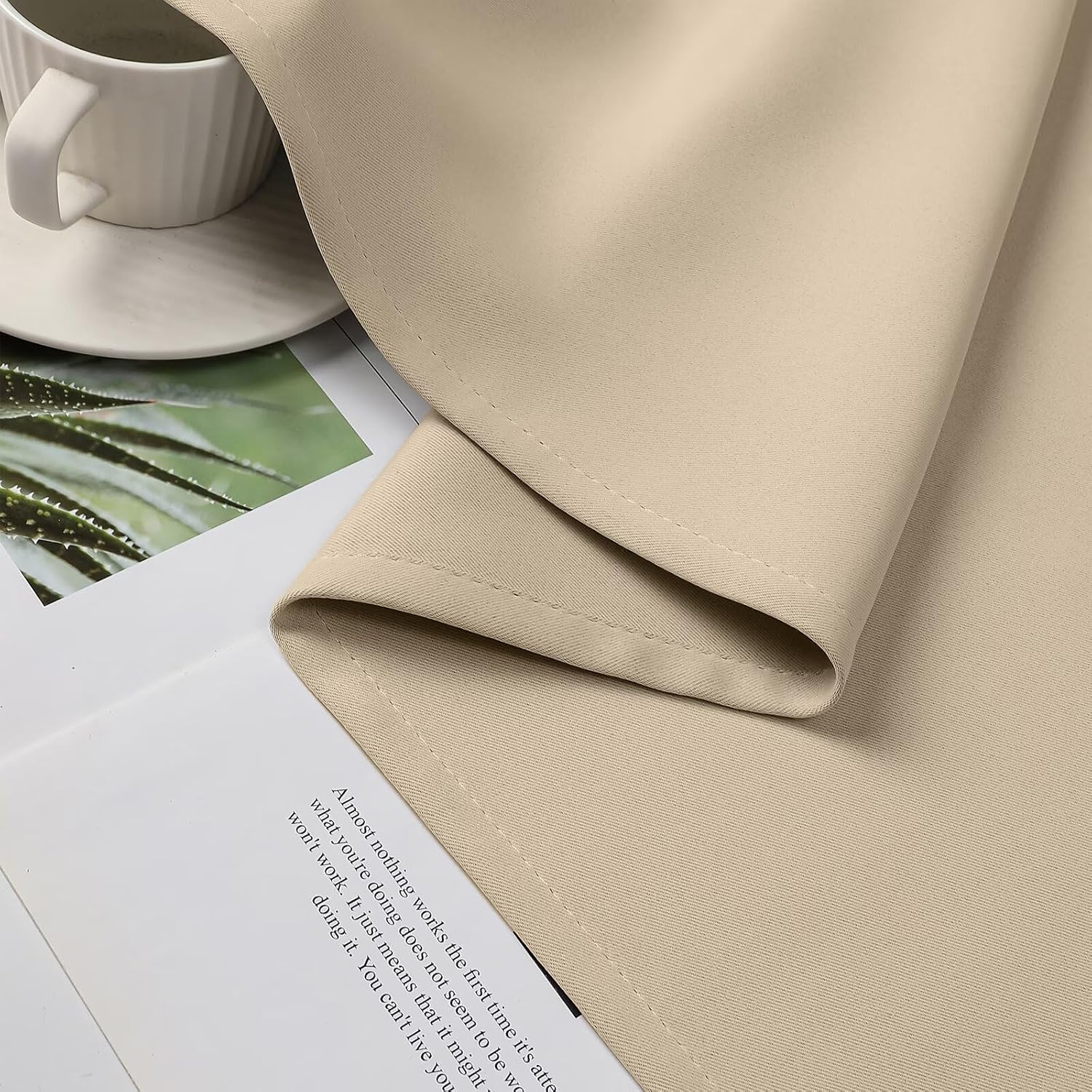 CUCRAF Custom Light Beige Blackout Curtains 1 Panel Set, Thermal Insulated Grommet Room Darkening Curtain for Living Room Bedroom, Light…