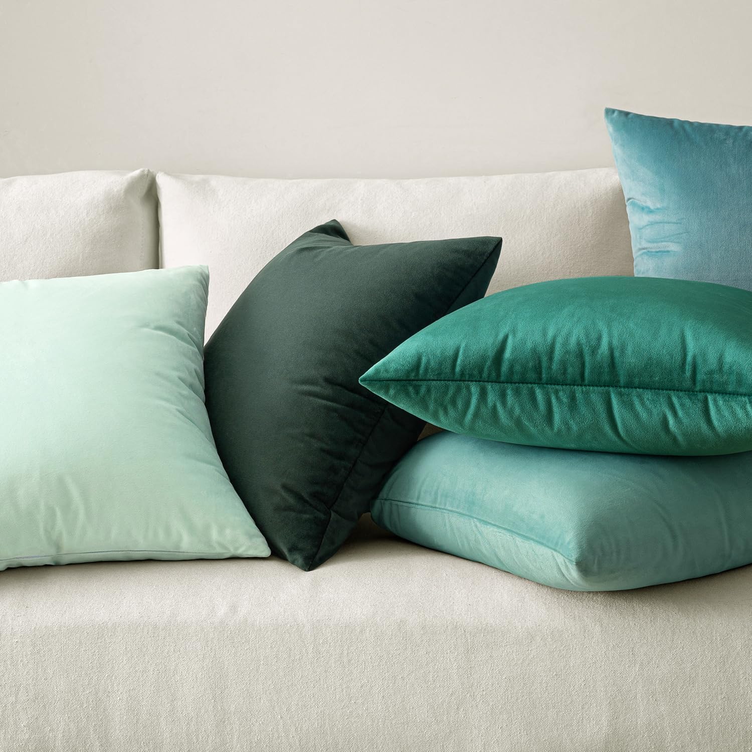 Miulee Velvet Throw Pillow Covers 16x16 Inch, Pack of 2 - Aqua Green, Soft Solid Decorative Pillow Covers Cushion Cases Modern Luxury Home…