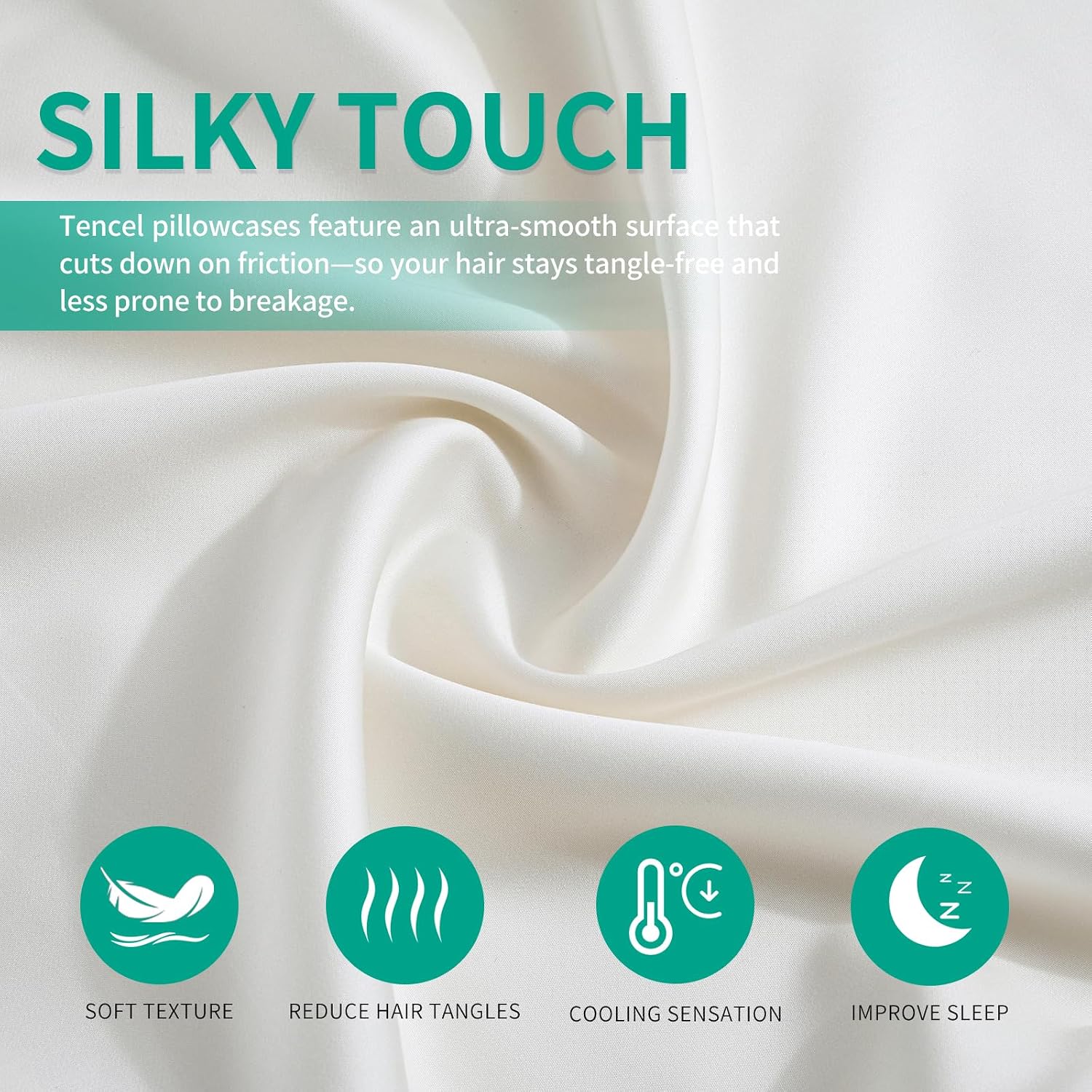 Stnomyhome Eucalyptus Tencel Cooling Pillowcase 2 Pack King Natural White | Moisture Wicking for Night Sweats | 3X Faster Drying | Oeko-TEX…