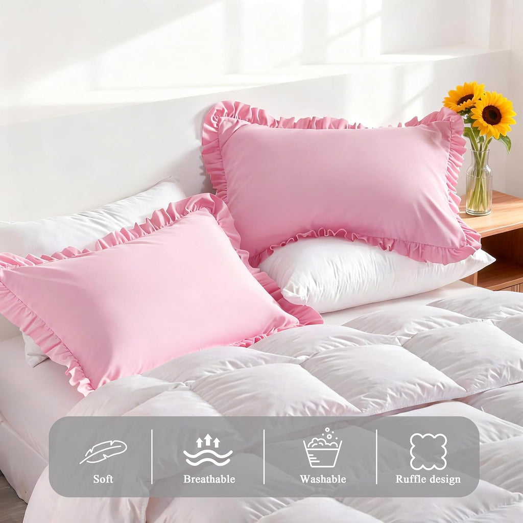 Aerlomi Ruffled Pillowcases, King Pillow Shams 20x36 Set of 2, Brushed Microfiber with Envelope Closure, Soft Wrinkle-Resistant, Pin…