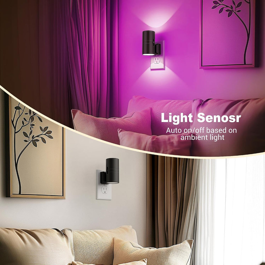 JandCase Color Night Light, LED Night Lights Plug into Wall, Color Changing Nightlight RGB with Light Sensor, Kids Gifts, Halloween…