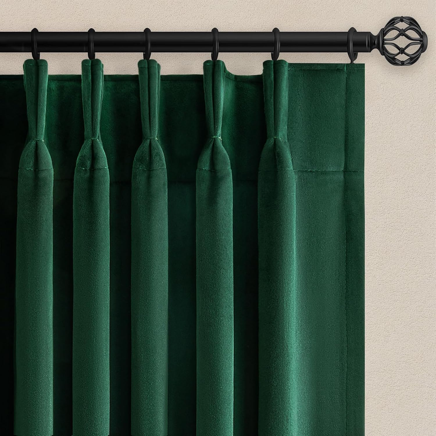 Drapenova 108 Inch Long Hunter Green Velvet Curtains for Living Room Bedroom Large Window Pinch Pleated Blackout Soundproof Cold Blo…