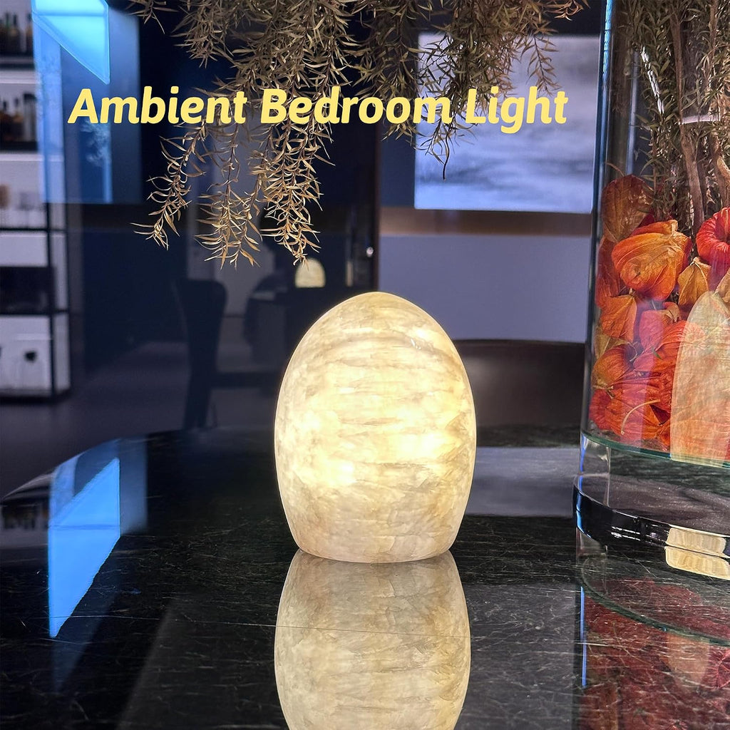Marble Jade Touch Table Lamp Easter Egg Desk Bedside Cordless Lamps for Living Room Night Stands USB-C 3-Level Brightness, LED Night…