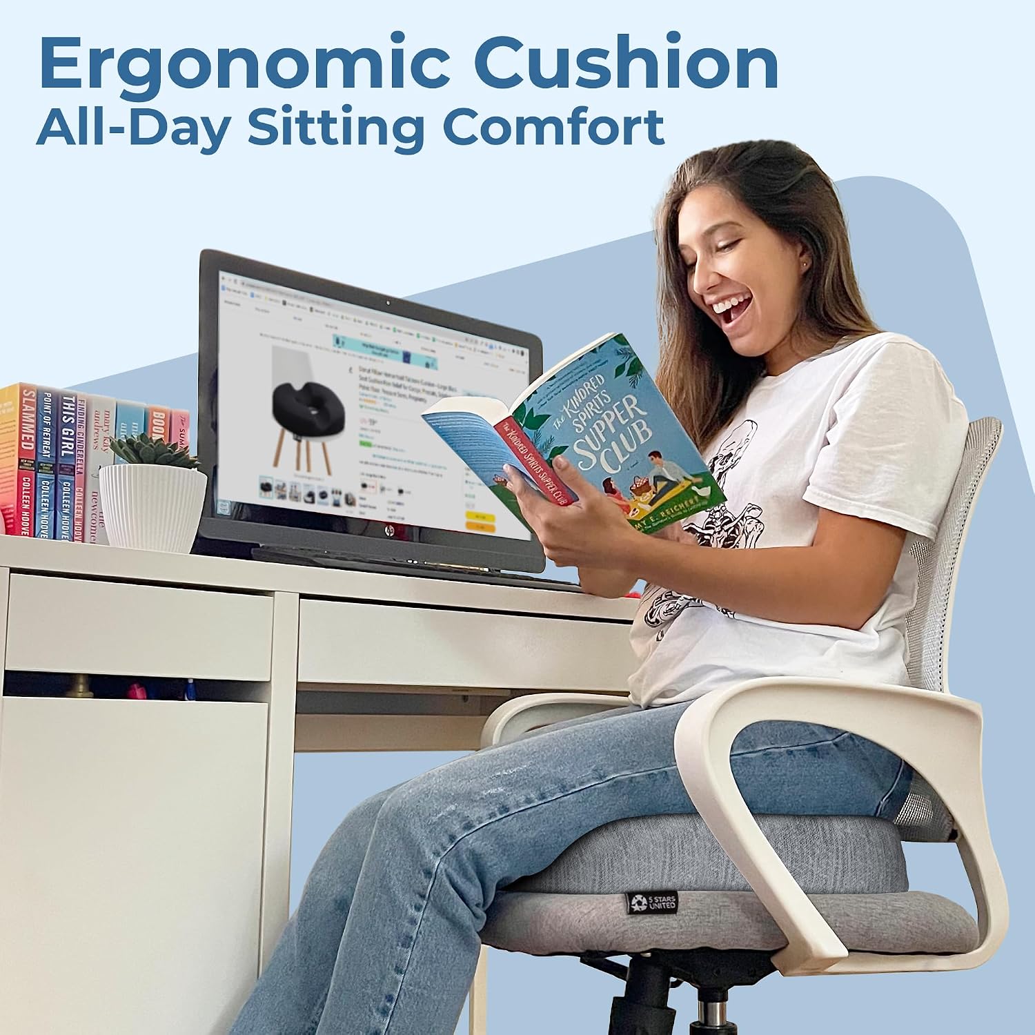 5Starsunited 5 STARS UNITED Donut Pillow Hemorrhoid Tailbone Cushion – Large Floor Cushion for – Coccyx, Prostate, Sciatica, Pelvic Floor,…
