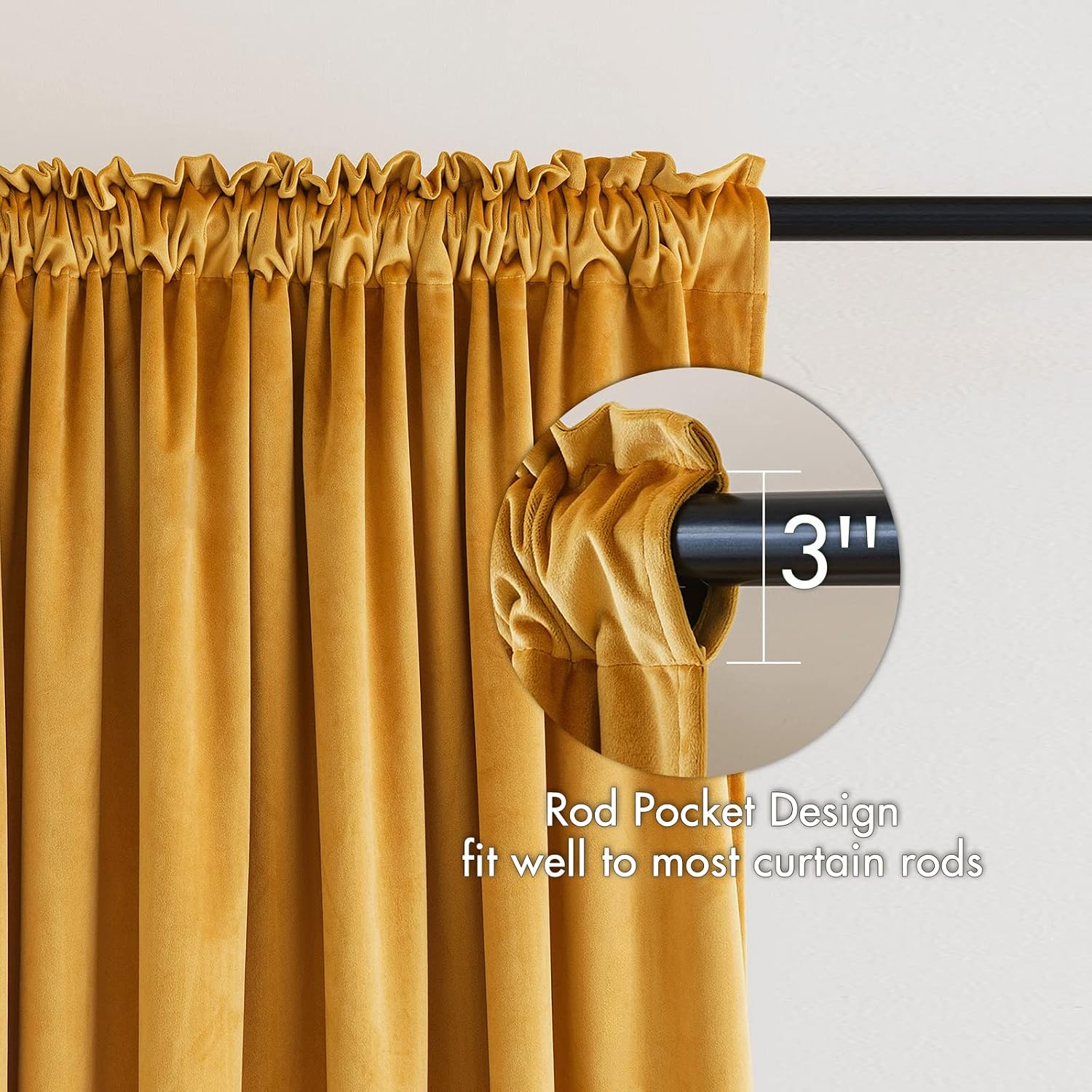 MIULEE Mustard Yellow Velvet Curtains Thermal Insulated Blackout Curtain Fall Drapes for Bedroom Living Room Darkening 84 Inches Long…