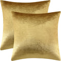 GIGIZAZAFocusingonhomedecoration GIGIZAZA Gold Velvet Decorative Throw Pillow Covers,18x18 Pillow Covers for Couch Sofa Bed 2 Pack Soft Cus…