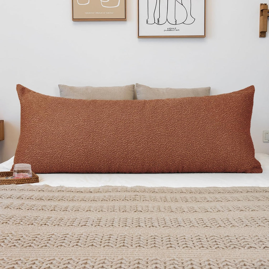 JoraLion 20x54 inch Neutral Boucle Body Pillow Cover, Rust Long Pillow Cover Cozy Soft Cushion Case for Couch Sofa Bed Living Room Home…
